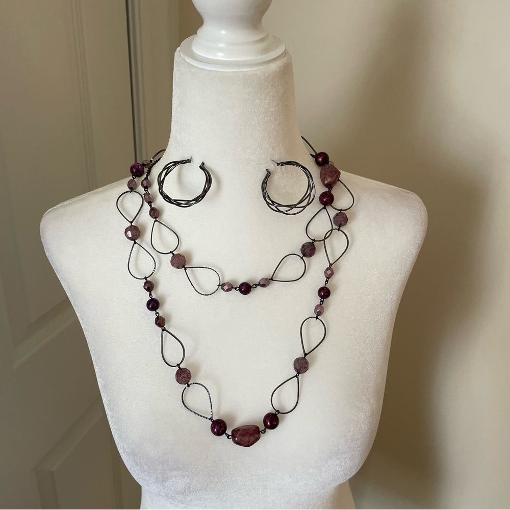 Premier Designs Adjustable Necklace and Earrings Set